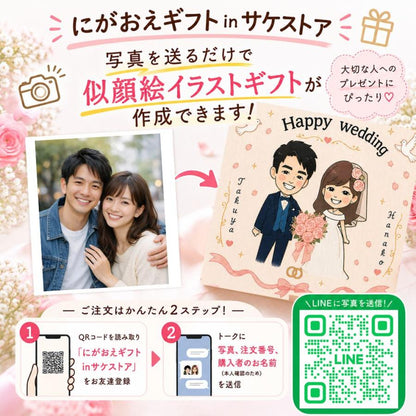 結婚祝い 写真を送るだけで似顔絵ギフト 名入れ 贈り物に人気な縁起が良い日本酒セット